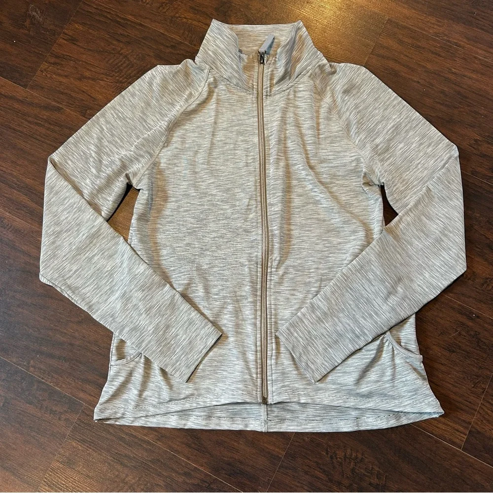 [All in Motion] Striped Gray Track Jacket - Picture 2 of 7